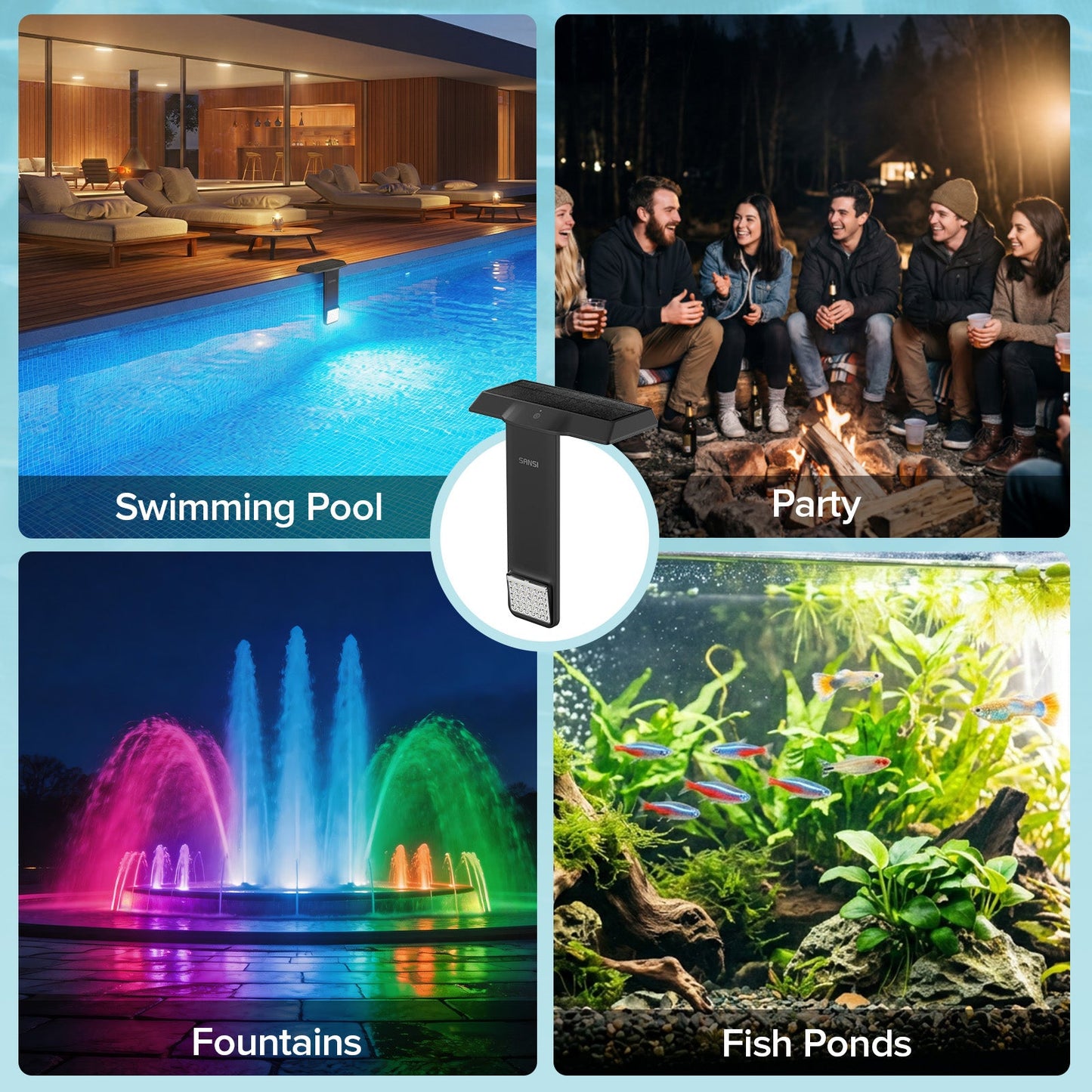 AquaGlow™ Solar RGB Pool Light