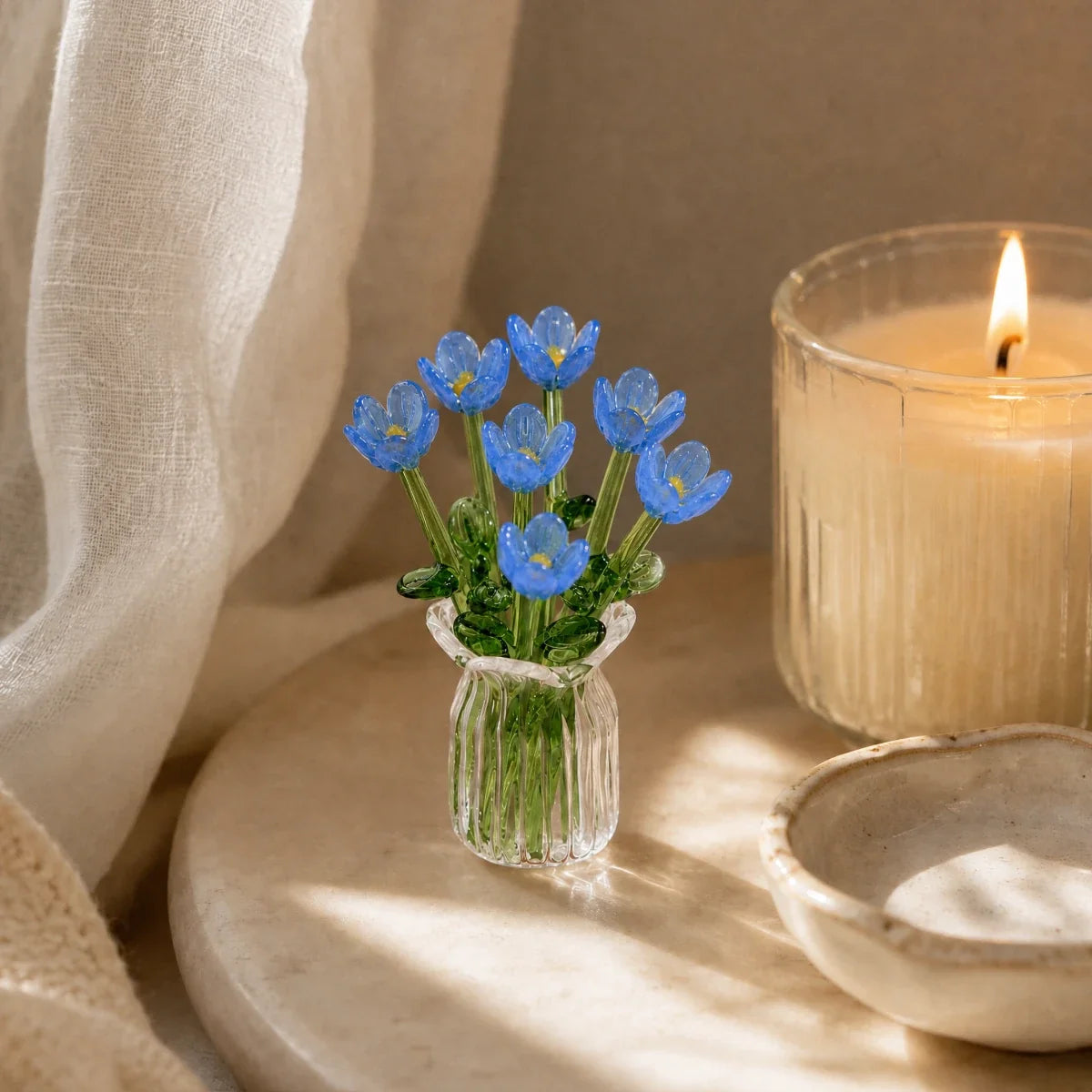 Bloomora™ Glass Flower Bouquet with Vase
