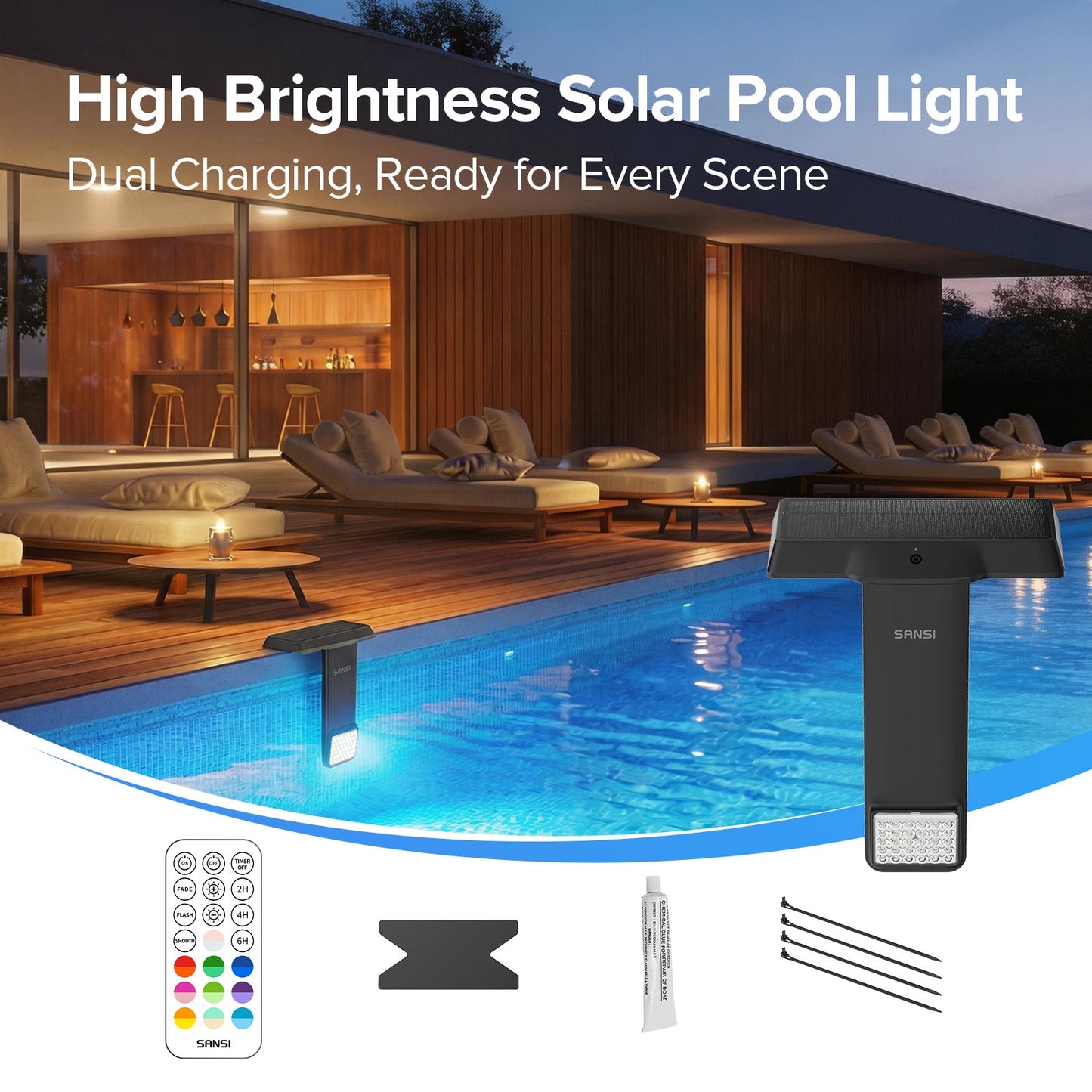 AquaGlow™ Solar RGB Pool Light