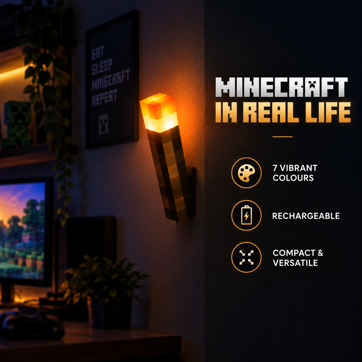 PixelFlare™ Rechargeable Gaming Torch Light