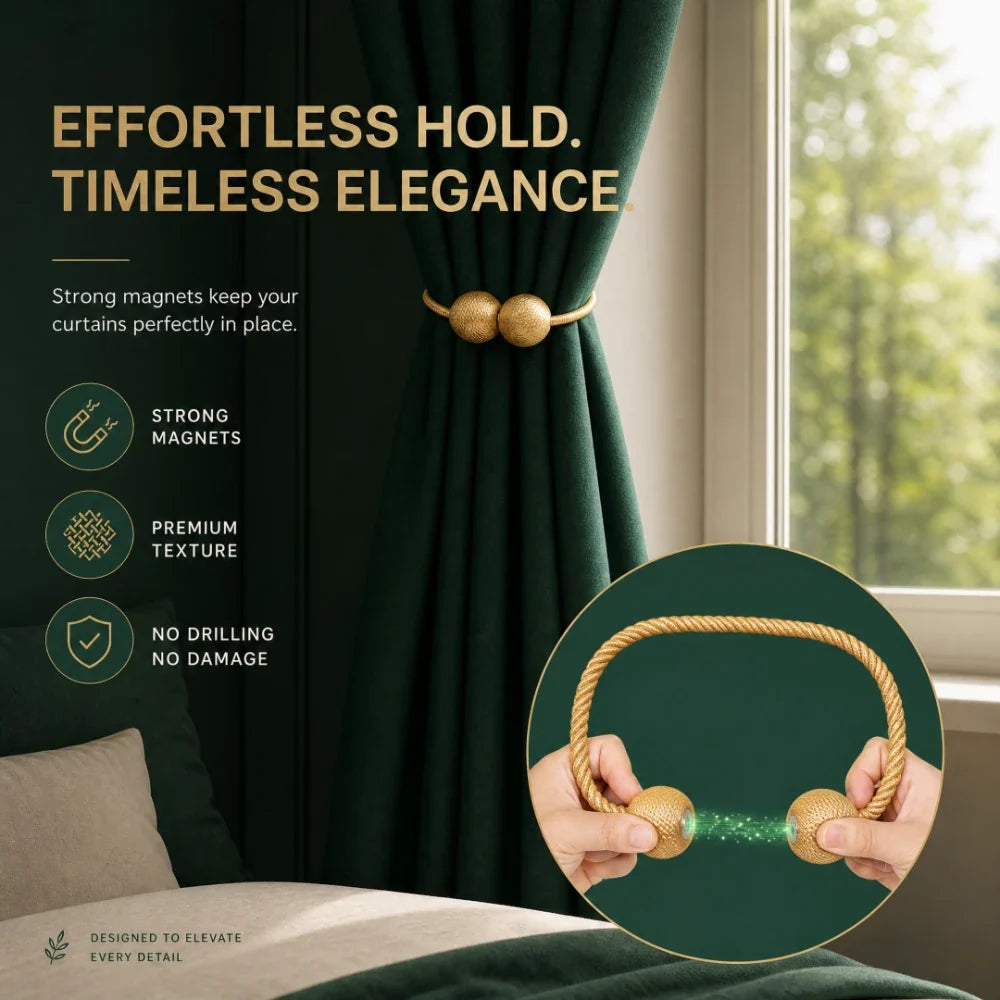 DrapeNest™ Magnetic Curtain Tiebacks