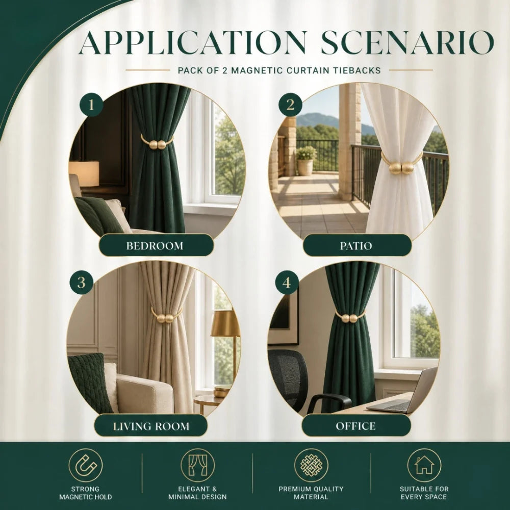 DrapeNest™ Magnetic Curtain Tiebacks