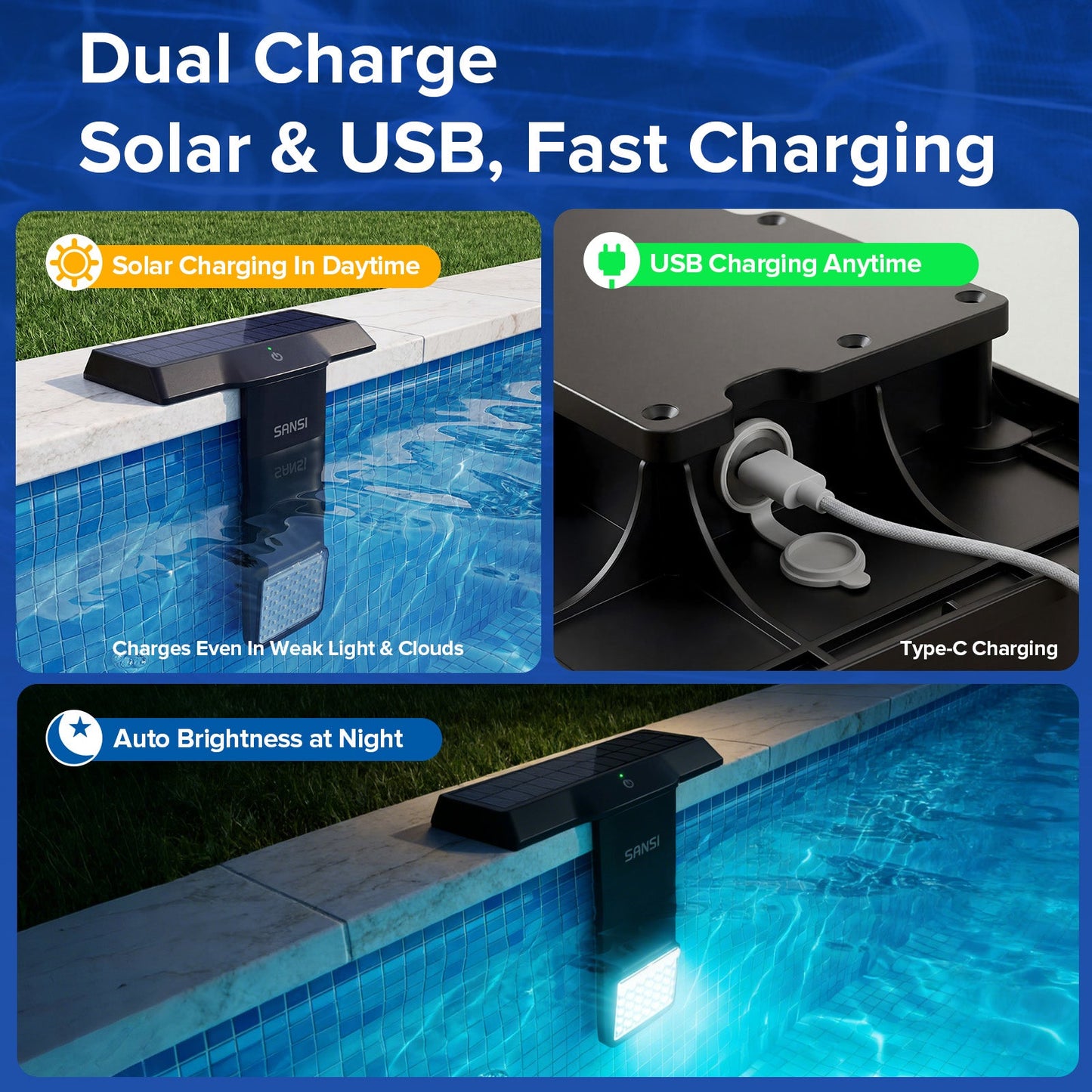 AquaGlow™ Solar RGB Pool Light