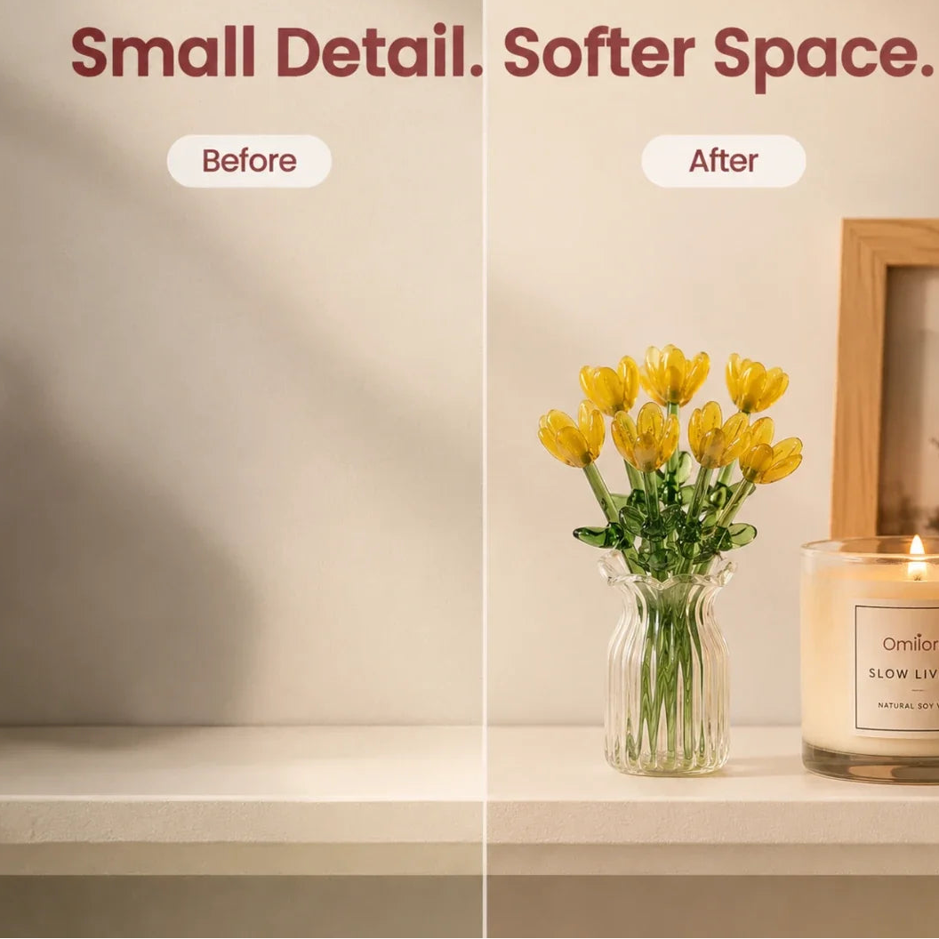 Bloomora™ Glass Flower Bouquet with Vase